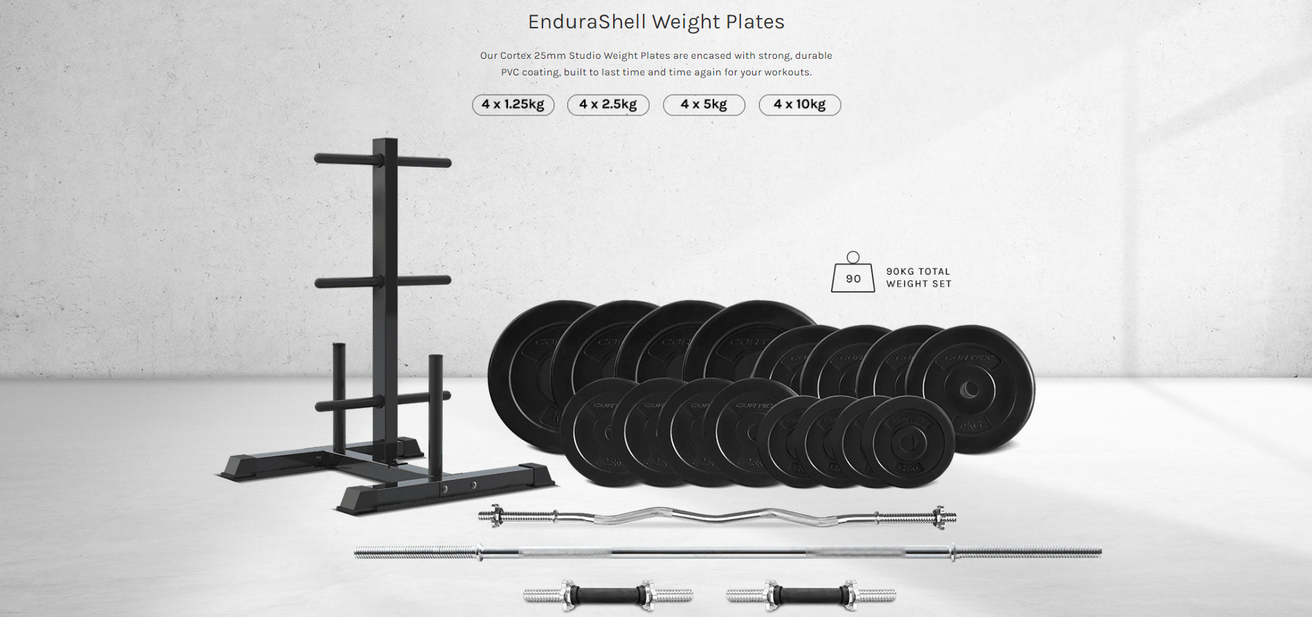 90kg Barbell Set with Rack